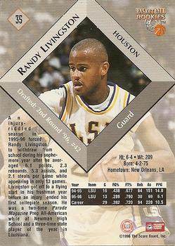 1996 Score Board Rookies #35 Randy Livingston Back