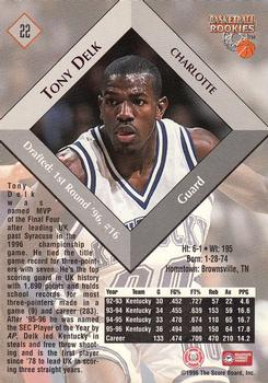 1996 Score Board Rookies #22 Tony Delk Back