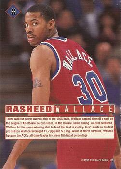 1996 Score Board Rookies #99 Rasheed Wallace Back