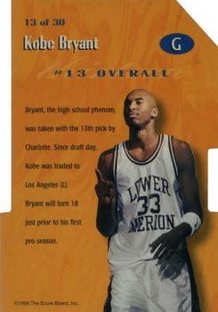 1996 Score Board Rookies - Rookie #1 Die Cuts #13 Kobe Bryant Back