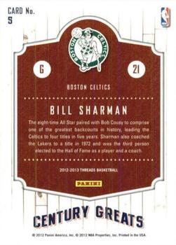 2012-13 Panini Threads - Century Greats #5 Bill Sharman Back