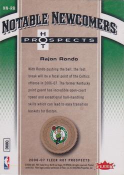 2006-07 Fleer Hot Prospects - Notable Newcomers #NN-RR Rajon Rondo Back