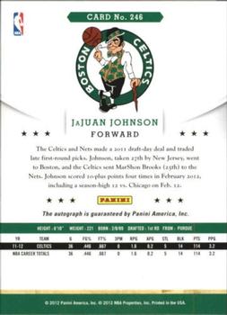 2012-13 Hoops - Autographs #246 JaJuan Johnson Back