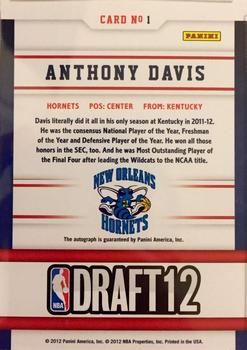 2012-13 Hoops - Draft Night #1 Anthony Davis Back