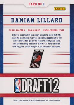 2012-13 Hoops - Draft Night #6 Damian Lillard Back