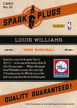 2012-13 Hoops - Spark Plugs #12 Lou Williams Back
