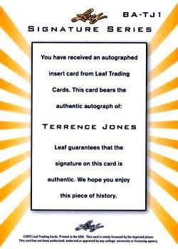 2012-13 Leaf Signature Series - Blue #BA-TJ1 Terrence Jones Back