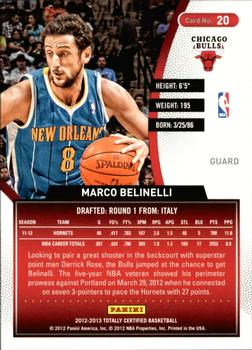 2012-13 Panini Totally Certified - Totally Blue #20 Marco Belinelli Back