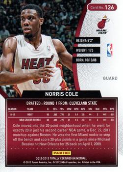 2012-13 Panini Totally Certified - Totally Blue #126 Norris Cole Back