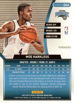2012-13 Panini Totally Certified - Totally Blue #262 Moe Harkless Back