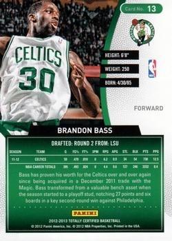 2012-13 Panini Totally Certified - Totally Gold #13 Brandon Bass Back