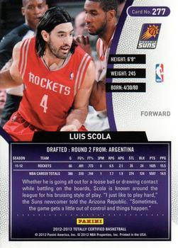 2012-13 Panini Totally Certified - Totally Red #277 Luis Scola Back