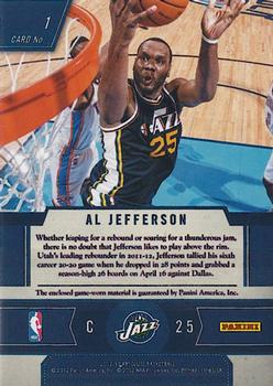 2012-13 Panini Absolute - Frequent Flyer Materials #1 Al Jefferson Back