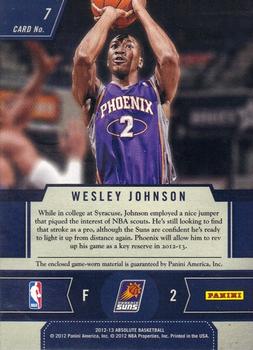 2012-13 Panini Absolute - Frequent Flyer Materials #7 Wesley Johnson Back