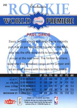 2006-07 Ultra - Target Exclusive World Premiere #242 Paul Davis Back