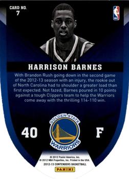 2012-13 Panini Contenders - Rookie Of The Year Contenders #7 Harrison Barnes Back