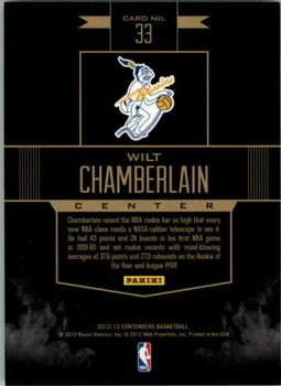 2012-13 Panini Contenders - Rookie Remembrance #33 Wilt Chamberlain Back
