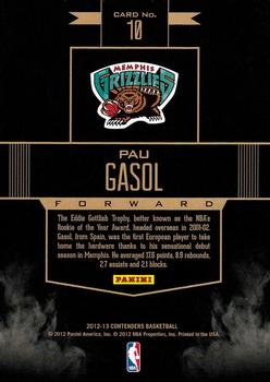 2012-13 Panini Contenders - Rookie Remembrance #10 Pau Gasol Back