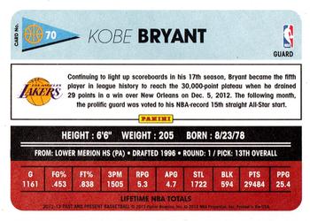 2012-13 Panini Past & Present #70 Kobe Bryant Back