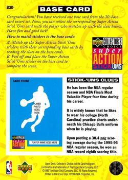1996-97 Collector's Choice - Super Action Stick 'Ums (Series Two Bases) #B30 Michael Jordan Back
