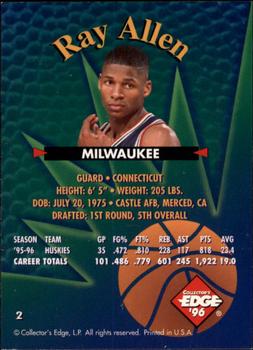 1996 Collector's Edge Rookie Rage #2 Ray Allen Back