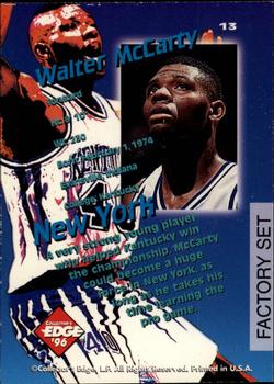 1996 Collector's Edge Rookie Rage - Key Kraze Factory Set #13 Walter McCarty Back