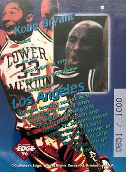1996 Collector's Edge Rookie Rage - Key Kraze Gold #3 Kobe Bryant Back