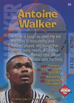 1996 Collector's Edge Rookie Rage - Radical Recruits #20 Antoine Walker Back