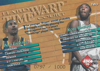 1996 Collector's Edge Rookie Rage - Time Warp Gold #TW3 Kobe Bryant / Alex English Back
