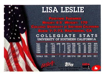 1996 Topps USA Women's National Team #4 Lisa Leslie Back