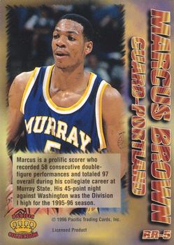 1996 Pacific Power - Regents of Roundball #RR-5 Marcus Brown Back