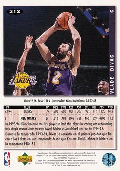 1994-95 Collector's Choice Spanish #312 Vlade Divac Back