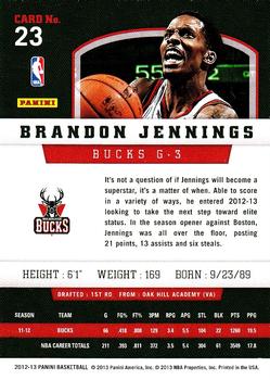 2012-13 Panini #23 Brandon Jennings Back