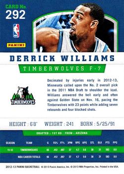 2012-13 Panini #292 Derrick Williams Back