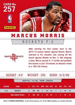 2012-13 Panini #257 Marcus Morris Back