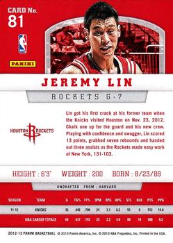 2012-13 Panini #81 Jeremy Lin Back