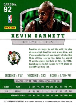 2012-13 Panini #92 Kevin Garnett Back