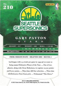 2012-13 Panini Brilliance #210 Gary Payton Back