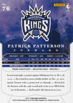 2012-13 Panini Brilliance #76 Patrick Patterson Back