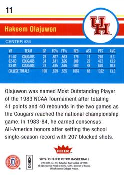 2012-13 Fleer Retro #11 Hakeem Olajuwon Back