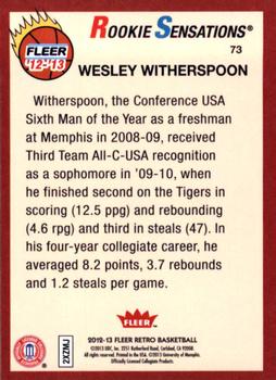 2012-13 Fleer Retro #73 Wesley Witherspoon Back