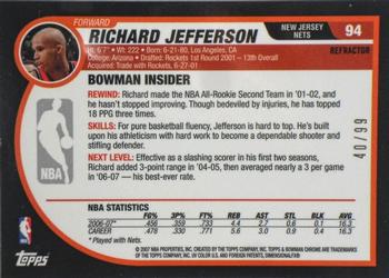 2007-08 Bowman - Chrome Gold Refractor #94 Richard Jefferson Back