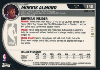 2007-08 Bowman - Chrome Gold Refractor #148 Morris Almond Back