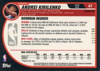 2007-08 Bowman - Chrome Refractor #47 Andrei Kirilenko Back