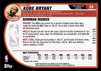 2007-08 Bowman - Silver #24 Kobe Bryant Back