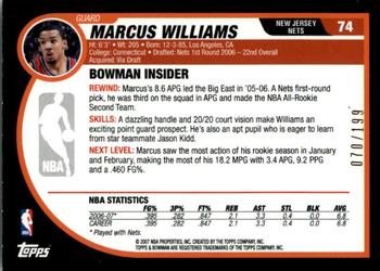 2007-08 Bowman - Silver #74 Marcus Williams Back