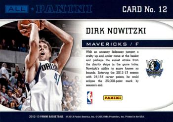 2012-13 Panini - All-Panini #12 Dirk Nowitzki Back