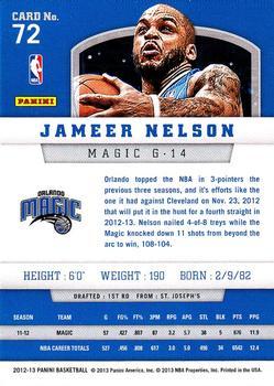 2012-13 Panini - Gold Knight #72 Jameer Nelson Back