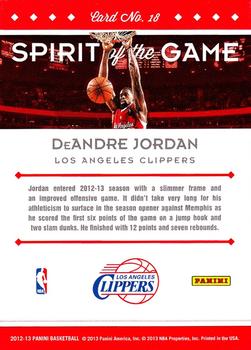 2012-13 Panini - Spirit of the Game #18 DeAndre Jordan Back