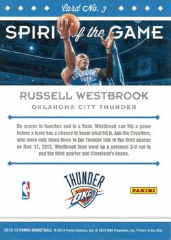 2012-13 Panini - Spirit of the Game #3 Russell Westbrook Back